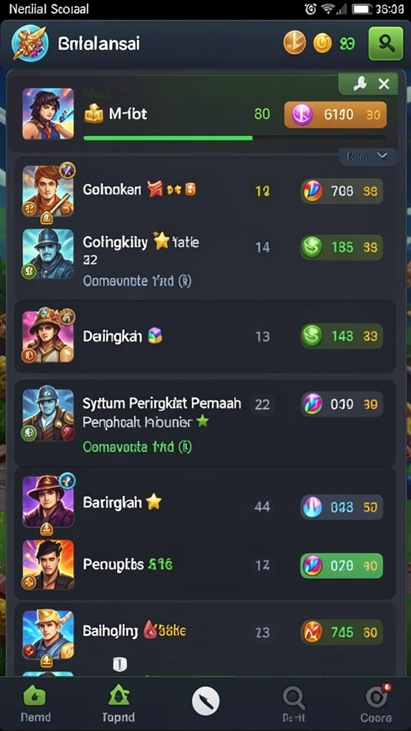 Tampilan menu utama EXOTOTO yang menarik.